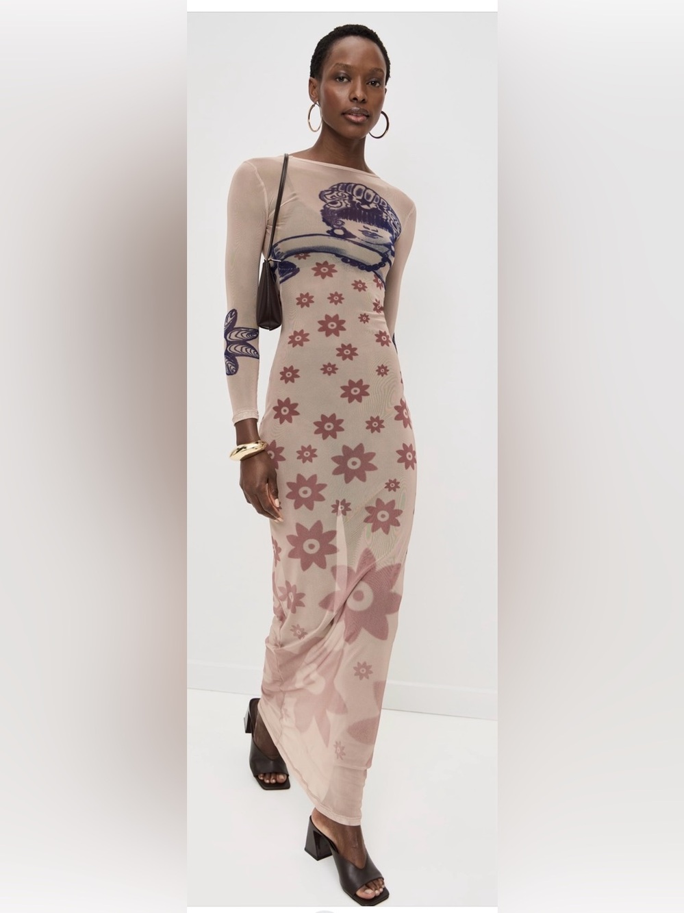 House of Aama Floral Maxi Dress in Pink & Cream Size 10